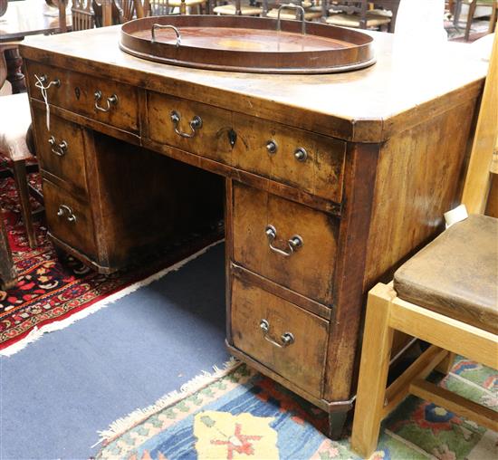 An antique walnut country desk W.125cm
